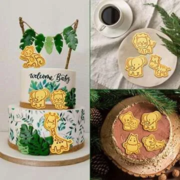 Animal Cookie Cutters With Plunger Stamps Set,8 Piece 3D Animal Embossing Cutters For Biscuit Fondant Cheese Baking Molds