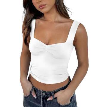 White Tank Tops Woman Summer Tops 2024 Trendy Cute Going Out Crop Tops Y2k Basic Shirts Backless Cor...