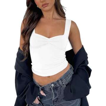 White Tank Tops Woman Summer Tops 2024 Trendy Cute Going Out Crop Tops Y2k Basic Shirts Backless Corset Cropped Camisole Baby Tee Tight Fitted Vacation 2024 S