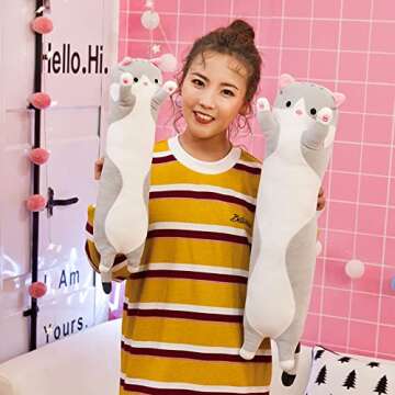 MIAOHAHA Plush Cat Soft Kids Plush Toy Pillow Plush Long Cotton Kitten Cuddly Toy Stuffed Animal Toy...