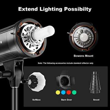 Godox SK400II 400W Studio Strobe Flash 2Pack Kit 2.4G Wireless X System Bowens Mount 5600±200K with Standard Reflector,BD-04,Softbox,Light Stand,for Photography
