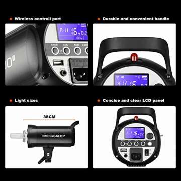 Godox SK400II 400W Studio Strobe Flash 2Pack Kit 2.4G Wireless X System Bowens Mount 5600±200K with Standard Reflector,BD-04,Softbox,Light Stand,for Photography