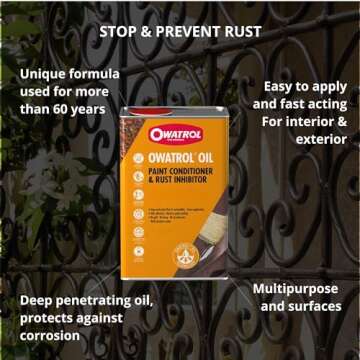 OWATROL Oil - Rust Inhibitor for Metal & Wood, Long-Lasting Rust Stabilizer and Protective Coating, UV & Moisture Resistant, Ideal for Indoor/Outdoor Use, 1 liter