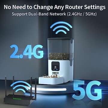 PAPIFEED 5G WiFi Automatic Cat Food Dispenser for Smart Pet Feeding, 6L Capacity
