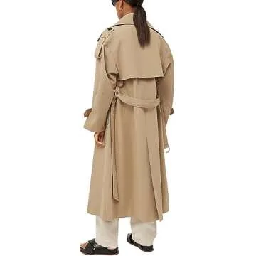 Farktop Women’s Stylish Long Trench Coat with Belt
