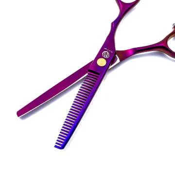Purple Hair Cutting Scissors Set with Case & Razor