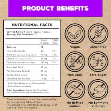 Superieur Electrolytes – Plant Based Electrolyte Supplement w/Sea Minerals for Hydration & Recovery–Keto Friendly, Non-GMO, Zero Sugar, Vegan Healthy Sports Drink Powder – Concord Grape (70 Servings)