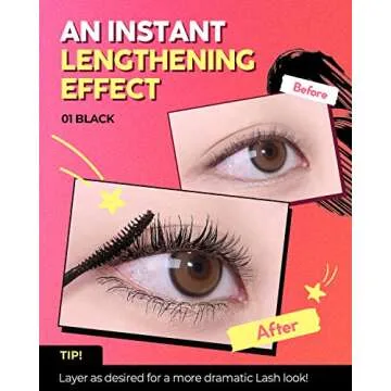 AMTS x Webtoon True Beauty, Natural Lengthening Black Mascara Volume and Length, Tubing Mascara Waterproof, Lash Extension, No Smudge, No Flaking, Korean Makeup Kbeauty Kdrama