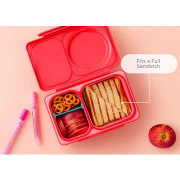Omie OmieBox UP Bento Box for Kids in Cherry Pink