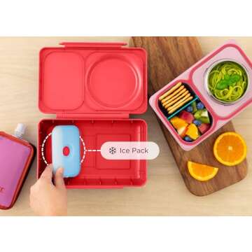 Omie OmieBox UP Bento Box for Kids in Cherry Pink