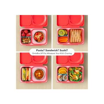 Omie OmieBox UP Bento Box for Kids in Cherry Pink