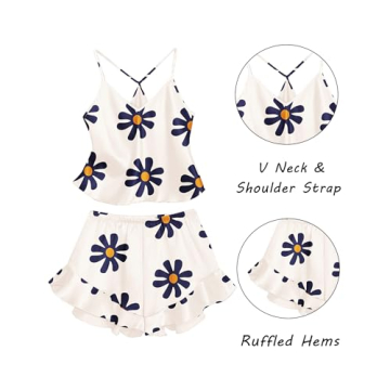 Ekouaer Satin Pajama Set Comfortable Silk Lingerie