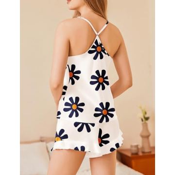 Ekouaer Satin Pajama Set Comfortable Silk Lingerie