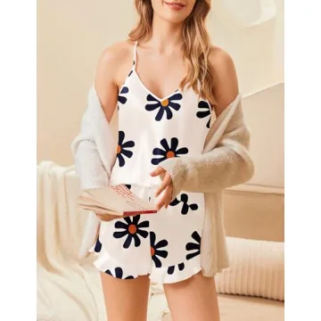 Ekouaer Satin Pajama Set Comfortable Silk Lingerie