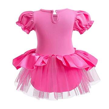 Szytypyl Princess Peach Costume for Baby Girls Halloween Outfit Pink Dress Up with Headband