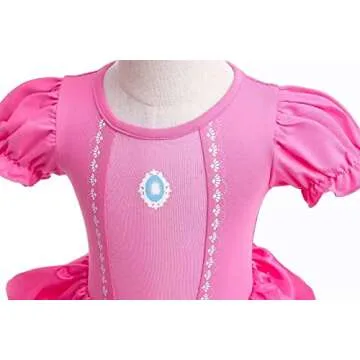 Szytypyl Princess Peach Costume for Baby Girls Halloween Outfit Pink Dress Up with Headband