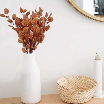 Dolicer 6 Pcs 35.4" Artificial Eucalyptus Leaves Tall Silver Dollar Eucalyptus Leaf Fake Eucalyptus Garland Branches Greenery Stem Fall Leaves Branches for Home Party Autumn Thanksgiving Decor, Yellow