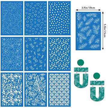 10 Pcs Silk Screen Stencils for Polymer Clay Reusable Silkscreen Print Kit Mesh Stencils Transfer DIY Crafts Printing Home Decoration Jewelry Wood Fabric Shirts Paper, 4 x 6 Inch