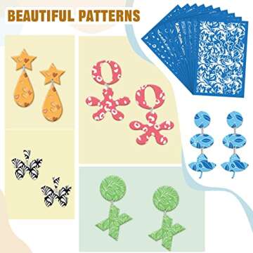 10 Pcs Silk Screen Stencils for Polymer Clay Reusable Silkscreen Print Kit Mesh Stencils Transfer DIY Crafts Printing Home Decoration Jewelry Wood Fabric Shirts Paper, 4 x 6 Inch