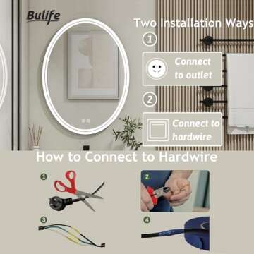 BuLife Oval LED Bathroom Mirror with Anti-Fog and Smart Memory