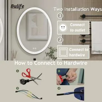 BuLife Oval LED Bathroom Mirror with Anti-Fog and Smart Memory