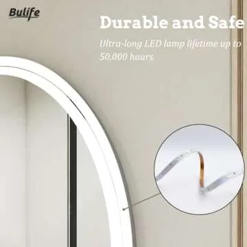 BuLife Oval LED Bathroom Mirror with Anti-Fog and Smart Memory