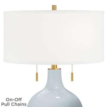 Color + Plus Toby Brass 28" Take Five Blue Glass Table Lamp