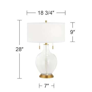 Color + Plus Toby Brass 28" Take Five Blue Glass Table Lamp