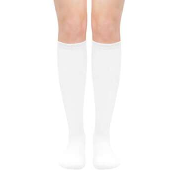 White Knee High Socks for Women Knee High White Socks White Knee Socks High Long White Socks for Wom...