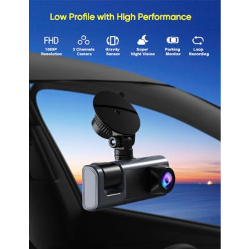 Galphi 3 Channel Dash Cam with Night Vision and Loop Recording