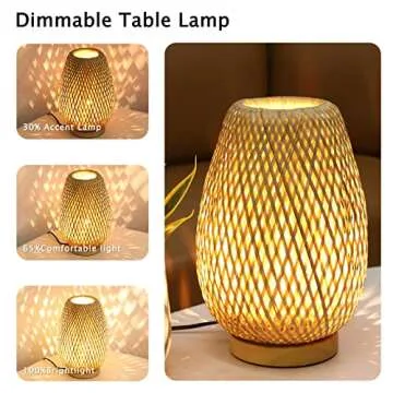 Capslpad Dimmable Rattan Table Lamp for Cozy Ambiance