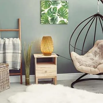 Capslpad Dimmable Rattan Table Lamp for Cozy Ambiance