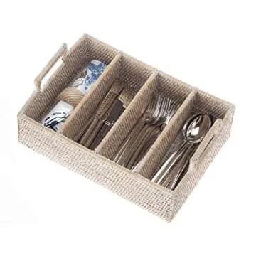 KOUBOO Lo Jolla Rattan Flatware Tray - Elegant Storage Solution