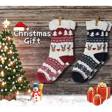 BenSorts Thick Fuzzy Slipper Socks for Women - Cozy & Non-Slip