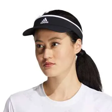 adidas Women's Match Visor, Lightweight Breathable Sport Athletic Adjustable fit Sun hat, Stone Wash Grey/Lucid Fuchsia Pink/White/1.0, One Size