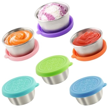6x1.6 Oz Salad Dressing Containers With Lids, Small Leakproof Reusable Stainless Steel Salad Dressin...