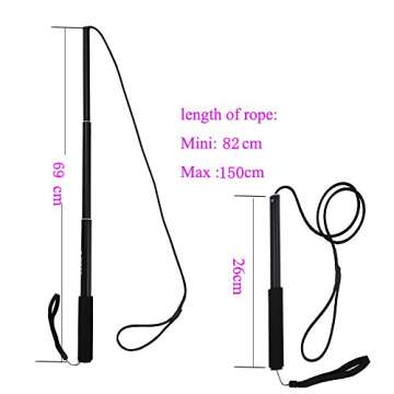ANG Dog Flirt Pole,Extendable Dog Teaser Wand with 2 Replacement Chew Tail Rope,Interactive Dog Outdoor Toy for Training,Exercising(Black Small)