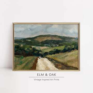 Vintage Landscape Wall Art - Antique Art Prints for Home Decor - Rustic Farm and Country Landscape Wall Decoration for Living Room, Dining Room - 11x14 inches, Ready to Frame (Hillside Road)