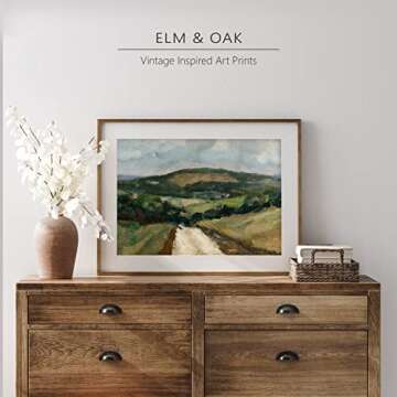 Vintage Landscape Wall Art - Antique Art Prints for Home Decor - Rustic Farm and Country Landscape Wall Decoration for Living Room, Dining Room - 11x14 inches, Ready to Frame (Hillside Road)