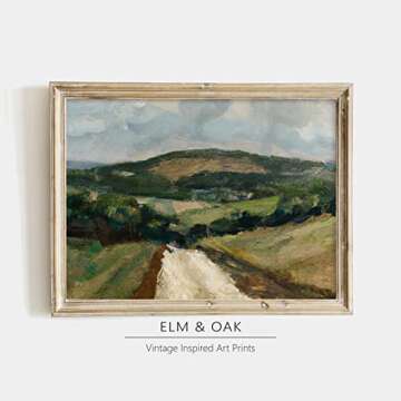 Vintage Landscape Wall Art - Antique Art Prints for Home Decor - Rustic Farm and Country Landscape Wall Decoration for Living Room, Dining Room - 11x14 inches, Ready to Frame (Hillside Road)