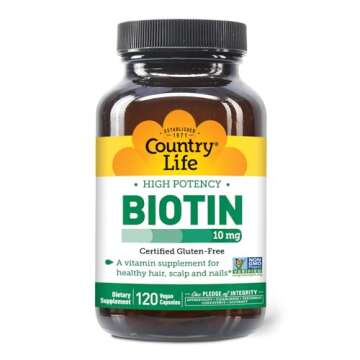 Country Life High-Potency Biotin 10mg - Vegan & Gluten-Free Biotin Supplement for Skin & Nails, Ener...