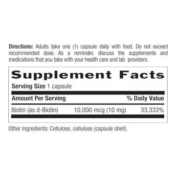 Country Life High-Potency Biotin 10mg - Vegan & Gluten-Free Biotin Supplement for Skin & Nails, Energy Metabolism - Biotin 10000mcg Capsules