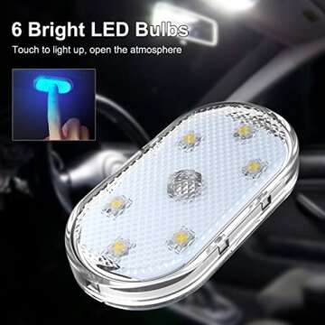 4Pcs Car LED Lights Interior Wireless, 7 Colors Interior Car Lights with 6 Bright LED Lamp Beads, Po...