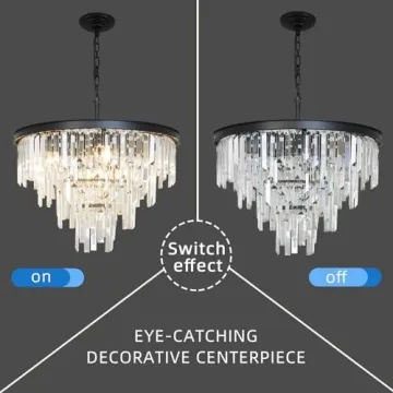 CHGUOSZ Black Top K9 Crystal Chandelier for Modern Homes