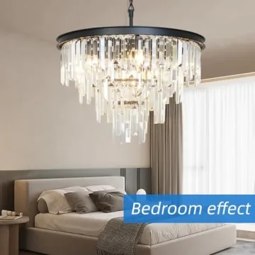 CHGUOSZ Black Top K9 Crystal Chandelier for Modern Homes