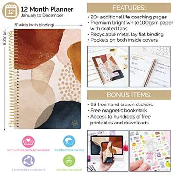 bloom daily planners 2022 Calendar Year Day Planner (January 2022 - December 2022) - 5.5” x 8.25” - Weekly/Monthly Agenda Organizer Book with Stickers & Bookmark - Earthy Abstract