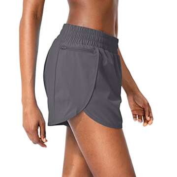 Soothfeel Womens Running Shorts with Zipper Pockets High Waisted Athletic Gym Workout Shorts for Women with Liner