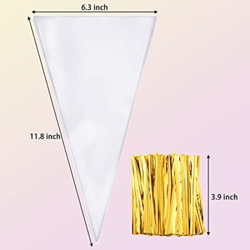 Outus Cone Cello Bags 100 Pieces for Party Favors