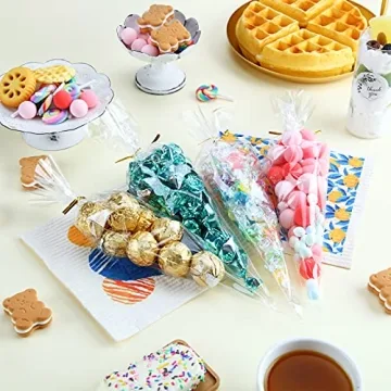 Outus Cone Cello Bags 100 Pieces for Party Favors