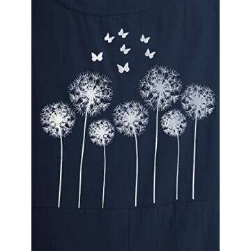 Celmia Women's Casual Loose Jumpsuits Button Strap Butterflies Flower Print Bib Overall with Pockets 03-Navy Medium